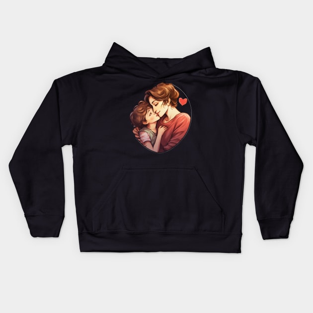 A mother's embrace is where a child finds solace Kids Hoodie by Printashopus